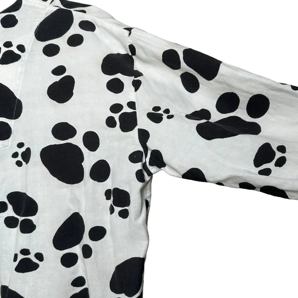 Xhilaration Dog Paw Print Cotton Pajama Top Size Medium Black White Dalmatian - Picture 6 of 9